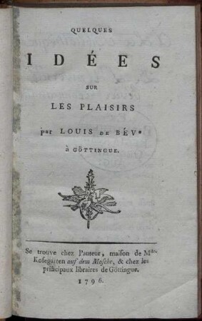 Quelques Idées Sur Les Plaisirs