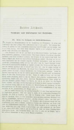Dritter Abschnitt. Geschichte und Philosophie der Geschichte
