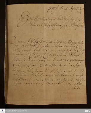 Brief von der [Regierung zu Berleburg] an August Hermann Francke.