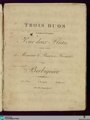 Trois duos concertans : pour deux flutes; 8me livre