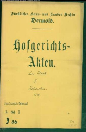 Isaak, Levi in Detmold gegen Moses Katzenstein zu Blomberg - Schuldforderung
