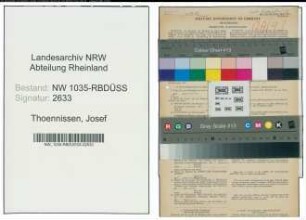 Entnazifizierung Josef Thoennissen , geb. 25.04.1894 (Schlosser)