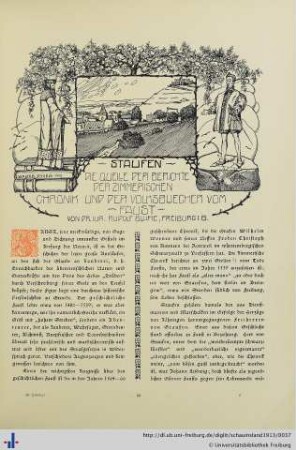Staufen, die Quelle der Berichte der Zimmerischen Chronik und der Volksbücher vom Faust.