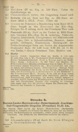 Strecke 8. Bernau - Lanke - Marienwerder - Hubertusstock - Joachimsthal - Ringenwalde - Steglitz (Prenzlau) 91,85 km