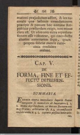 Cap. V. De Forma, Fine Et Effectu Deprehensionis.