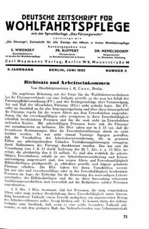 Richtsatz und Arbeitseinkommen
