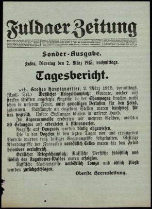 Ausgabe vom Dienstag, den 02. März 1915.