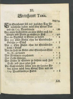 XI. Steinhauer Taxa