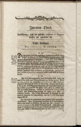 Zweyter Theil. Ausführung, daß die gesuchte restitutio in integrum zuläßig und gegründet sey.