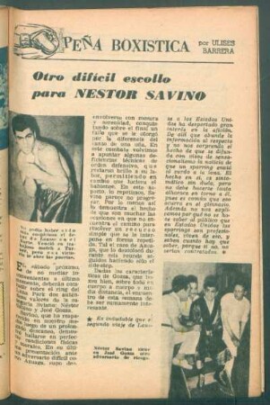 Otro difícil escollo para Nestor Savino : Peña Boxistica