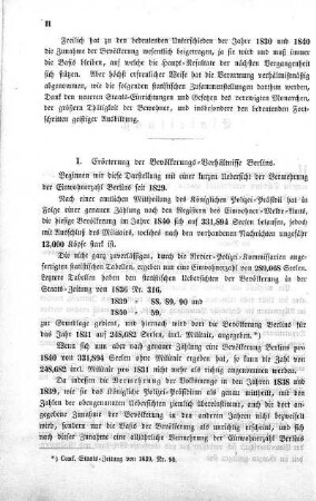 I. Erörterung der Bevölkerungs-Verhältnisse Berlins