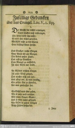 Zufällige Gedancken über das Evangel. Luc. V, I. sqq.