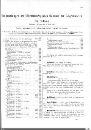 107. Sitzung, Stuttgart, 2.5.1900