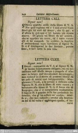 Lettera CLXII. [i.e. CXLII]. Signor mio!