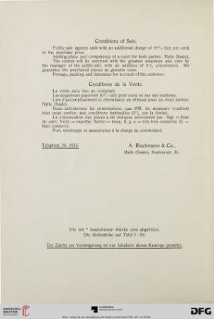 Conditions of Sale – Conditions de la Vente