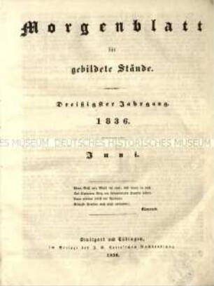 Literarische Zeitschrift. 30. Jahrgang 1836