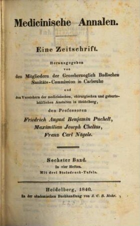 Medicinische Annalen. 6. 1840