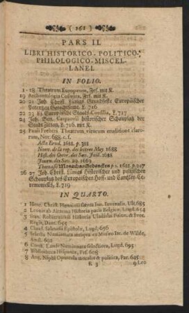 Pars II. Libri Historico-Politico-Philologico-Miscellanei.