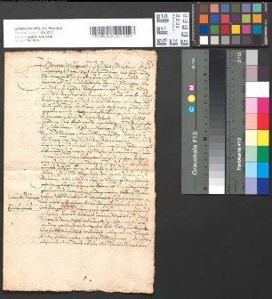 Revers des Zollbesehers bei dem Rheinzoll zu Linz Peter von Mulheim.