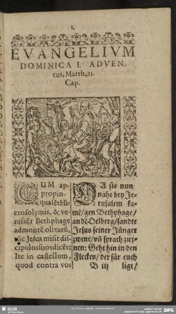 Evangelium Dominica I. Adventus, Matth. 21. Cap.
