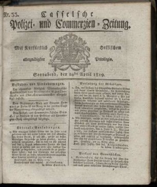 Nr. 33, Sonnabend, den 24sten April 1819