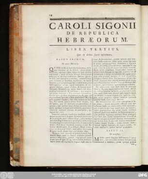 Liber Tertius. Qui de diebus sacris inscribitur.