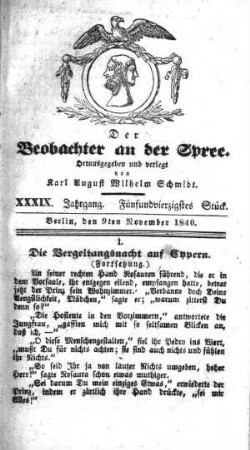 45. Stueck, 9. November 1840