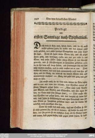 Predigt am ersten Sonntage nach Epiphanias.
