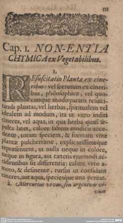Cap. I. NON-ENTIA CHYMICA ex Vegetabilibus.