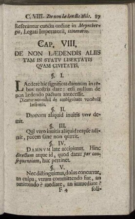 Cap. VIII. De Non Lædendis Aliis Tam In Statu Libertatis Quam Civitatis.