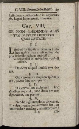 Cap. VIII. De Non Lædendis Aliis Tam In Statu Libertatis Quam Civitatis.