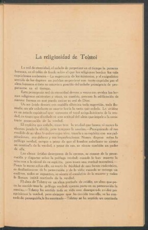 La religiosidad de Tolstoi
