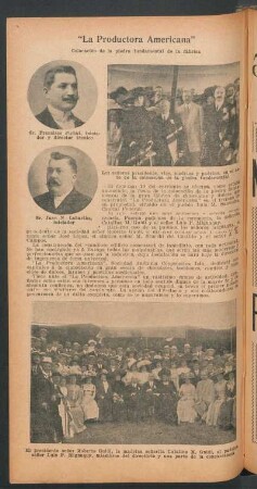"La Productora Americana" : Colocación de la piedra fundamental de la fábrica