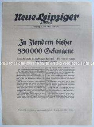 Extrablatt der "Neuen Leipziger Zeitung" zur Gefangennahme von 300 000 britischen und französischen Soldaten in Flandern