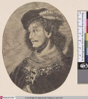 [Porträt eines jungen Mannes mit Federhut; Young man, Bust turned to left. Wears beret with feather in it]