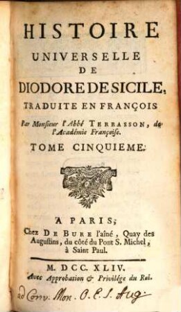 Histoire Universelle De Diodore De Sicile, 5