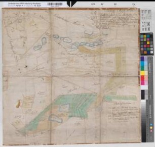 Halle (Halle) Teilung der Halleschen Masch und Heide und der Brandheide Nr. 47 Entwurf 1783 o.M. 64 x 65 kol. Zeichnung M. Reinhold Spez.Verz. Markenkarten X Nr. 42