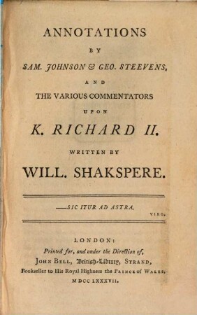 Annotations upon King John and King Richard II.