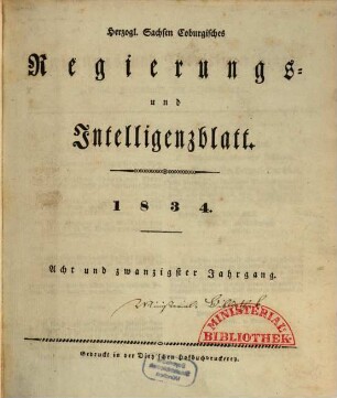 Herzogl.-Sachsen-Coburgisches Regierungs- und Intelligenzblatt. 1834 = Jg. 28