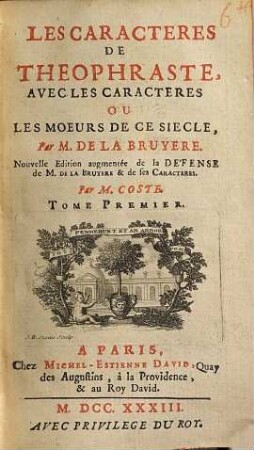 Les caractères de Théophraste, 1