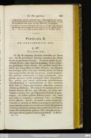 Particula II. De Providentia Dei.