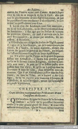 Chapitre IV. Ce qui doit être recommandé aux Prédicateurs & aux Confesseus des Grands
