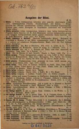 Antiquarisches Bücherverzeichnis. 63. 1876
