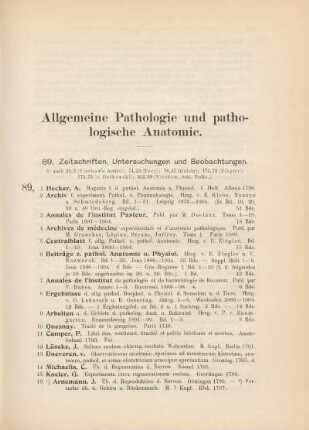 Allgemeine Pathologie und pathologische Anatomie
