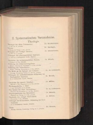 II. Systematisches Verzeichniss.