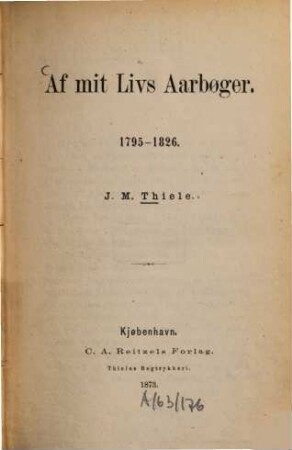 Af mit Livs Aarbøger : 1795 - 1826
