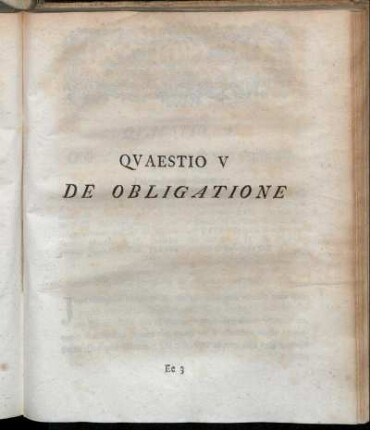 Quaestio V De Obligatione