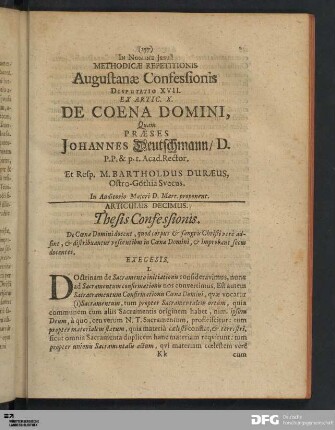 Articulus X. De Coena Domini.