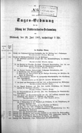 Tages-Ordnung, 28. Juni 1905