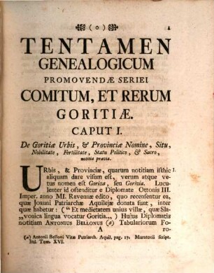 Tentamen Genealogico-Chronologicum Promovendae Serici Comitum Et Rerum Goritiæ